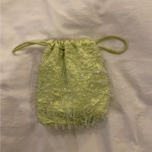 HVISK beaded pouch bag in green